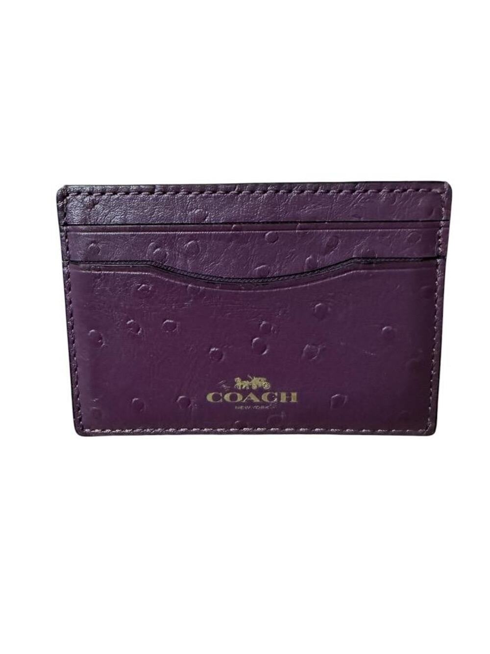 Coach Purple Ostrich Flat Wallet Card Holder Card Wallet 73634